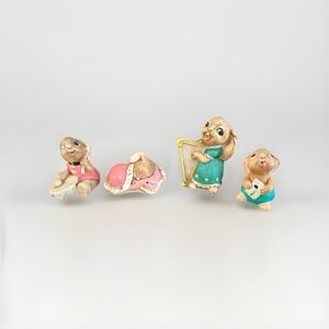 Pendlefin Style Miniature Bunny Rabbit Figurine Set 4 Musical & Sleeping Decor